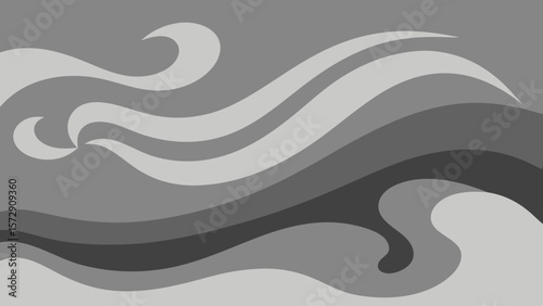 Abstract black and white waves pattern design with a seamless flowing curve illustration