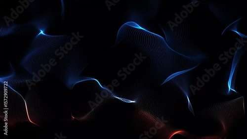 Abstract digital dot net wavy background. Futuristic wave technology on black background