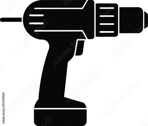 drill machine icon vector silhouette on transparent background