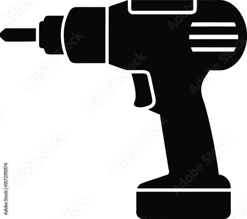 drill machine icon vector silhouette on transparent background