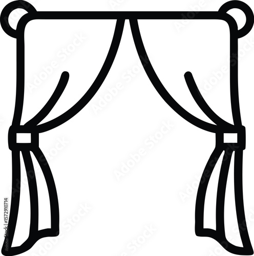 Vector art of elegant classic curtains hanging from a rod, adding a touch of sophistication to any room