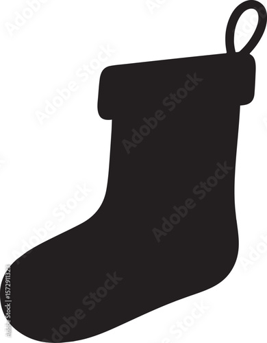 Christmas stocking silhouette, stocking icon, sock silhouette vector illustration