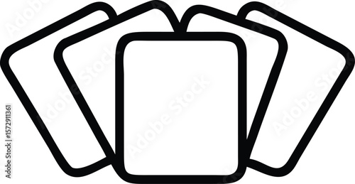 Vector art of a simple line drawing shows four playing cards fanned out, suggesting a game of chance