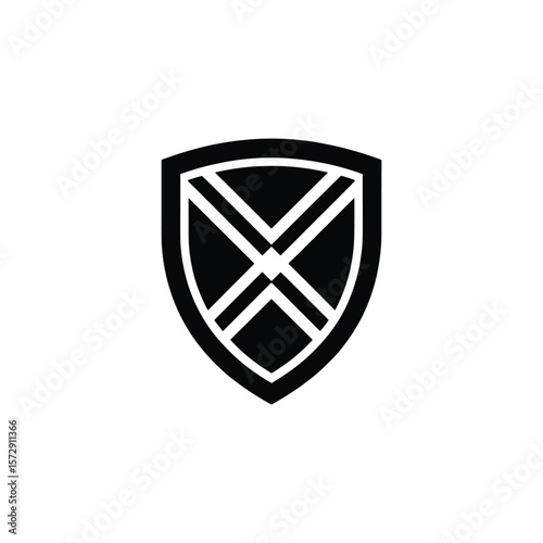 Modern Black Shield Emblem Logo Design