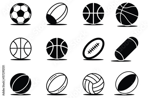Diverse Sports Balls Collection soccer ball rugby ball