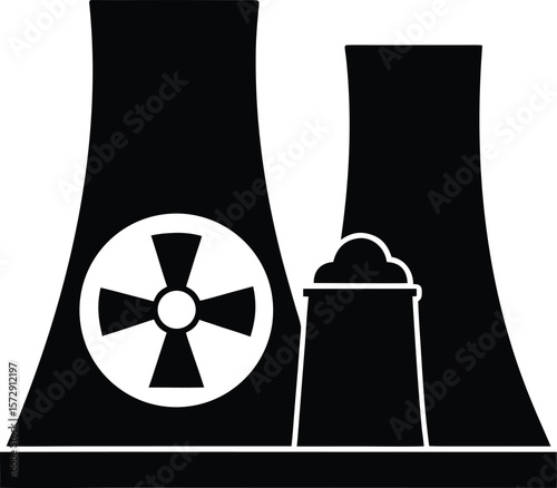 nuclear plant icon vector silhouette on transparent background