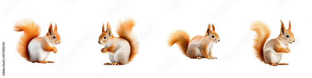Obraz premium Red Squirrels Isolated on White Background - Set