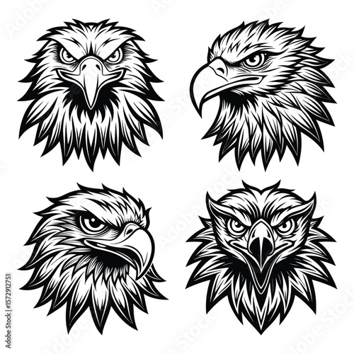 Eagle heads tribal art bird tattoo