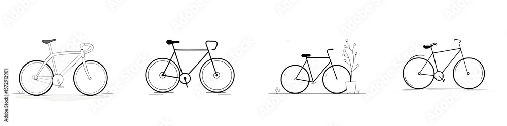 Fototapeta premium Minimalist Bicycle Art Collection: Cycling and Transportation Illustrations