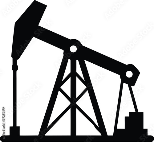 pumpjack icon vector silhouette on transparent background