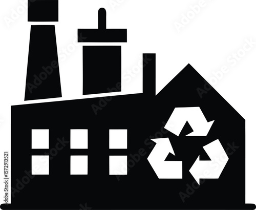 recycling plant icon vector silhouette on transparent background