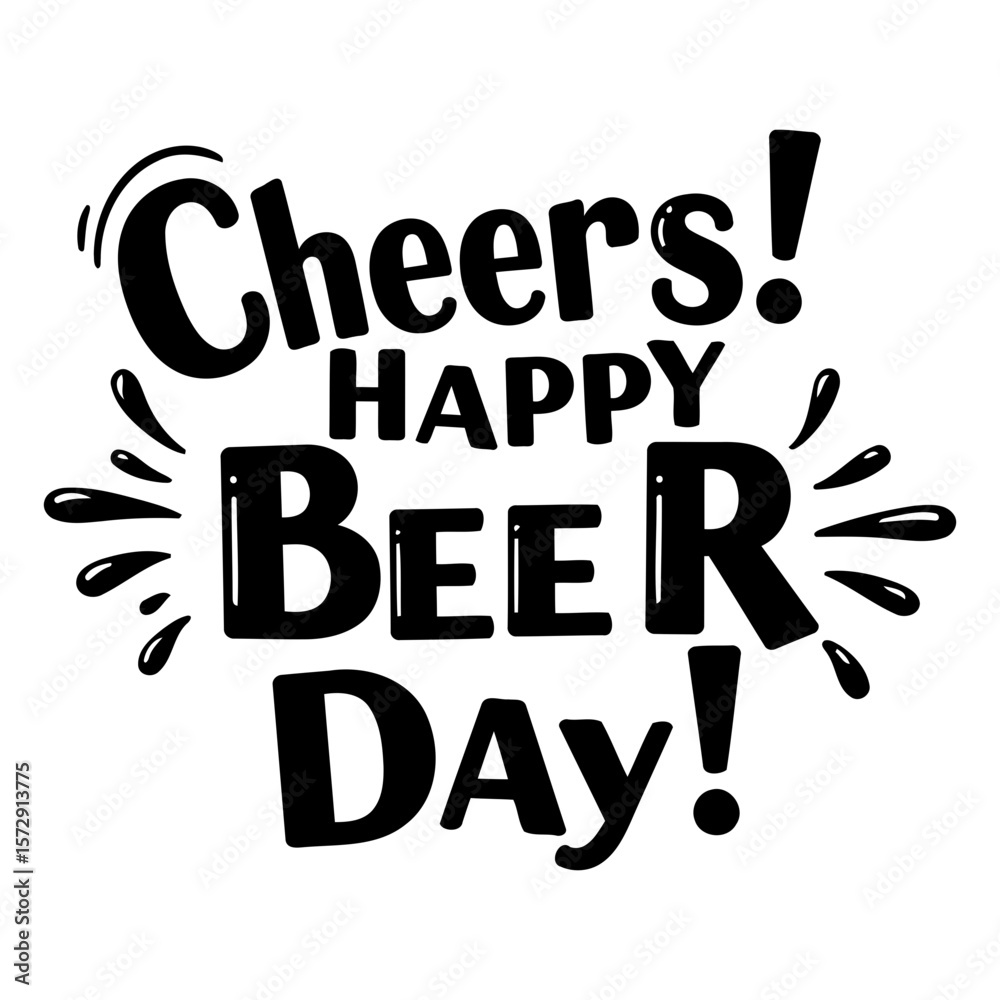 Naklejka premium Cheers! Happy Beer Day graphic design.