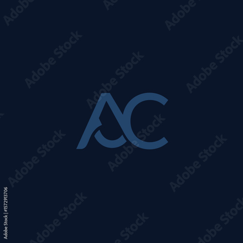 A minimalist logo featuring the intertwined letters 'A' and 'C' in a sophisticated, dark blue hue, set against a deep navy background, creating a sleek, modern visual identity.