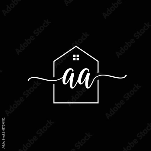 Elegant white house logo with stylized 'aa' initials, perfect for real estate, branding, or property development businesses.