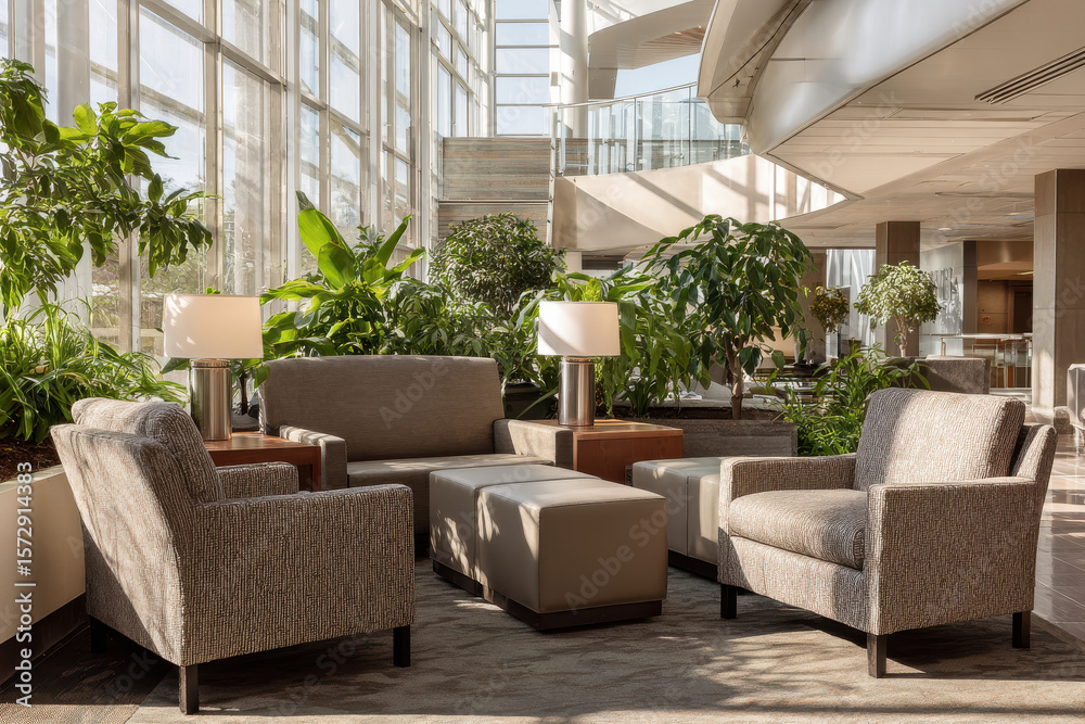 Fototapeta premium serene and peaceful environment representing psychological recovery featuring tranquil space with soft lighting and