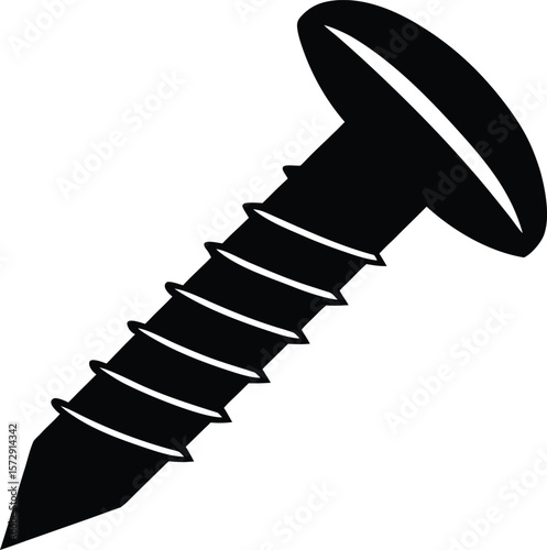 screw icon vector silhouette on transparent background