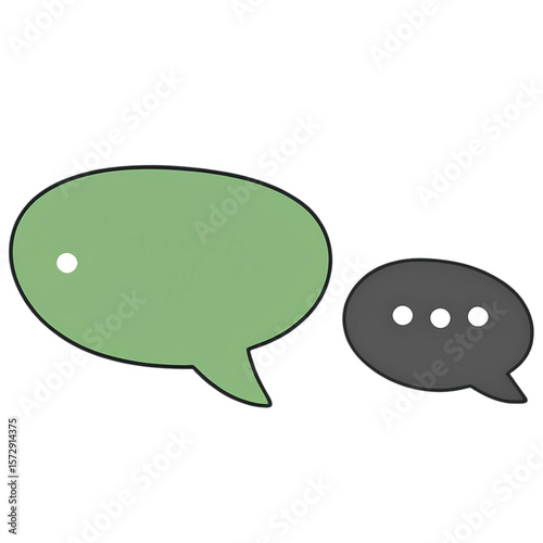 A flat icon of two speech bubbles, representing dialogue, conversation, and messaging - AI Generated