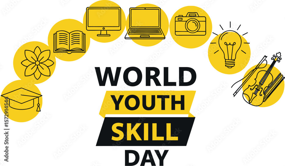 Fototapeta premium World youth skill day vector illustration for social media and banner design