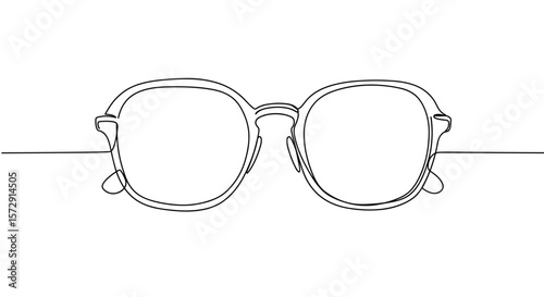 Line drawing of eyeglasses on a white background