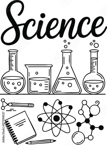 A collection of laboratory and chemistry glass icons, including wine bottles, beakers, and medical symbols, ideal for science-themed designs