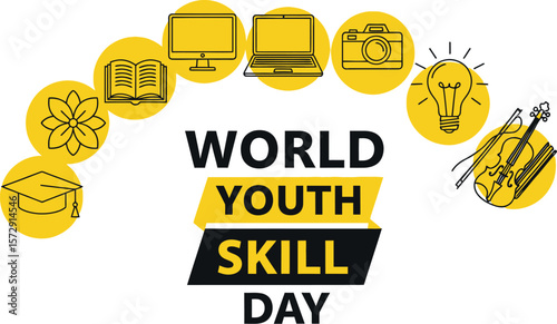 World youth skill day vector illustration for social media and banner design