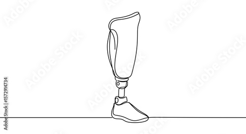 Prosthetic leg design in minimalist style on white background