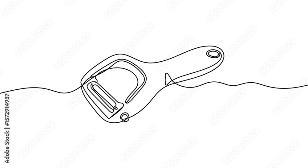 Obraz premium Line art vegetable peeler on white background