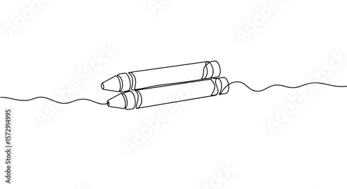 Line drawing of two crayons on a white background