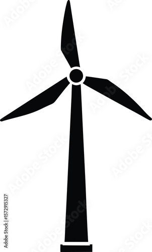 wind turbine icon vector silhouette on transparent background