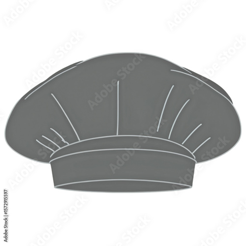 A simple gray flat icon of a chef's hat with white line details - AI Generated