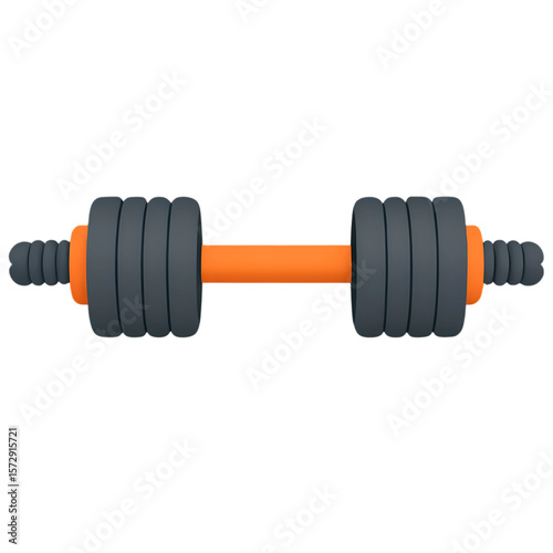 A realistic 3D illustration of an adjustable dumbbell with plates and screw collars, for home gym equipment - AI Generated