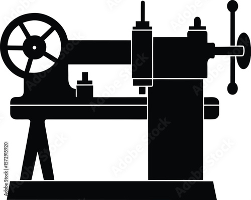lathe machine icon vector silhouette on transparent background