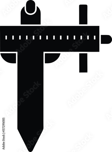 measuring caliper icon vector silhouette on transparent background