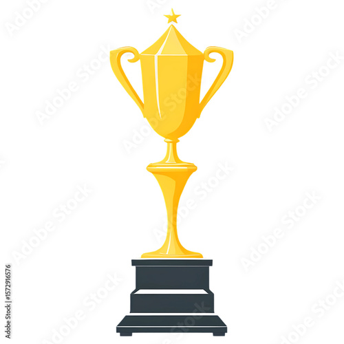 A black silhouette icon of a winner's trophy cup with a star on top - AI Generated