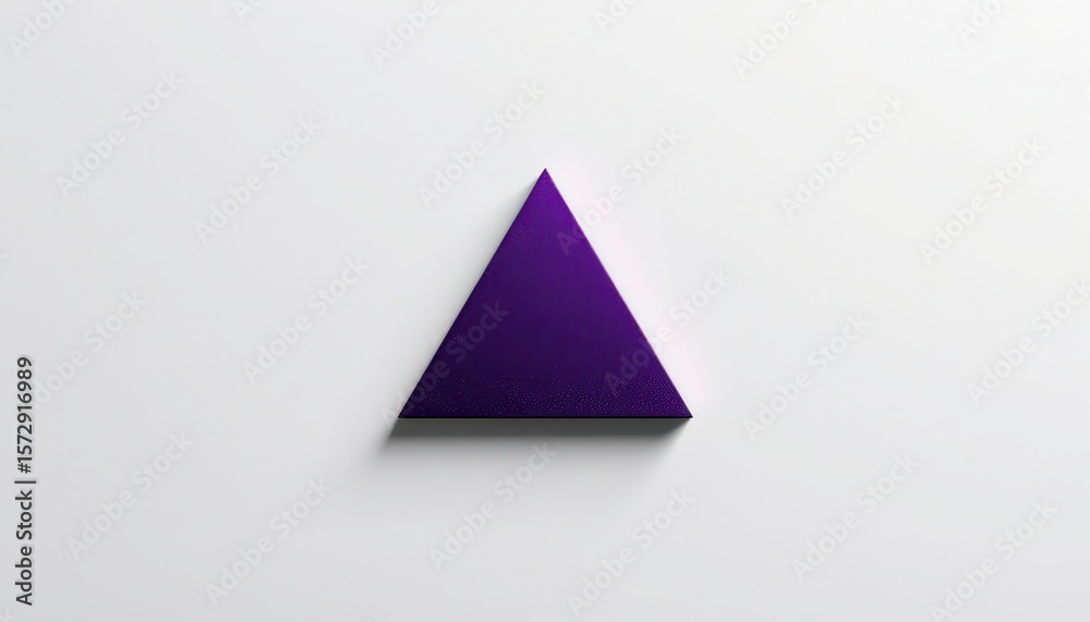Fototapeta premium minimalist triangular pattern in a deep purple tone against a contrasting white background with a soft shadow effect, providing an edgy and contemporary feel.