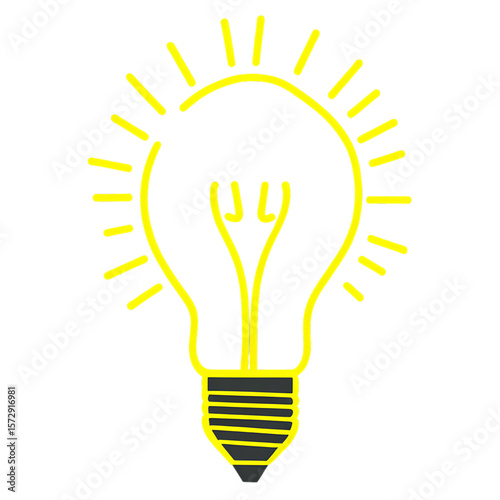 A minimalist yellow line icon of a shining lightbulb, representing an idea - AI Generated