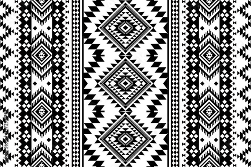 Ancient echoes Aztec geometric seamless patterns southwest Navajo Native American tribal ethnic black and white for textile printing	