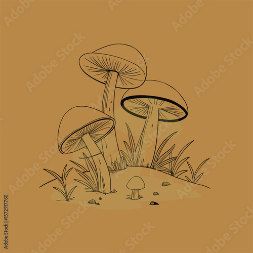 Mushroom icon and logo illustration