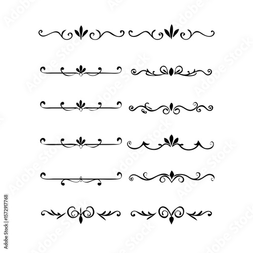 flowers, design elements.Vector design element.Gold text dividers doodle set. Wedding decorative elements. ornament, borders, floral, vintage line separators. Hand drawn vector illustration.