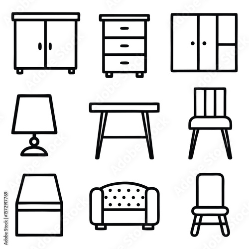 Furniture icons cabinet dresser