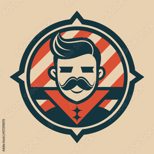 Vintage Barber Compass Hipster Emblem