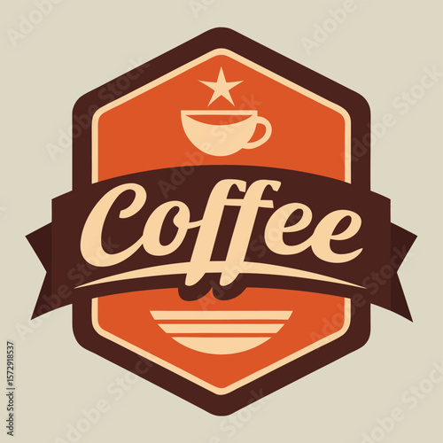 Vintage Coffee Shop Badge Emblem Logo