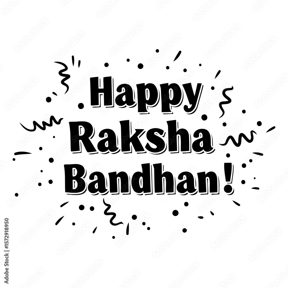 Fototapeta premium Happy Raksha Bandhan greeting with decorative elements. Simple, celebratory graphic design for a holiday in India. General public. holiday greeting. various locations -