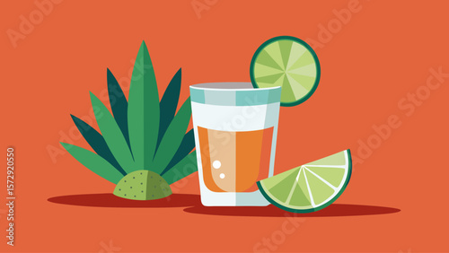 A glass of orange juice with a lime slice on top. The image has a bright and cheerful mood, with the orange juice and lime slice representing a refreshing and healthy drink
