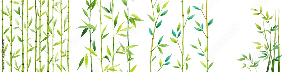 Obraz premium Watercolor Bamboo Stalks: Asian-Inspired Design Elements