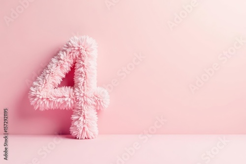 Delicate Pink Floral Number Four on a Soft Background
