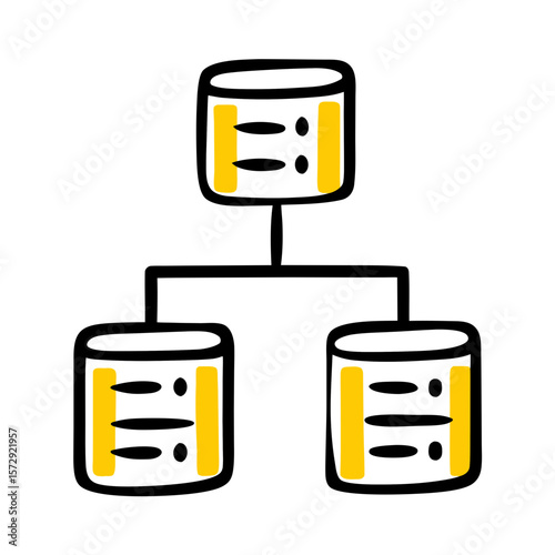 Database structure illustration with interconnected icons concept  