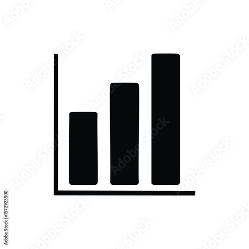 Black bar chart with ascending bars graph increasing