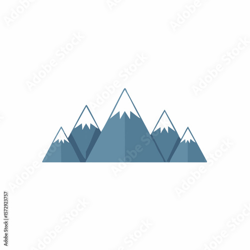 Blue snow capped mountain range landscape illustration mountains peaks