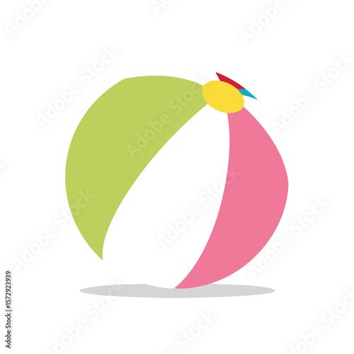Green pink yellow and red beach ball summer recreation